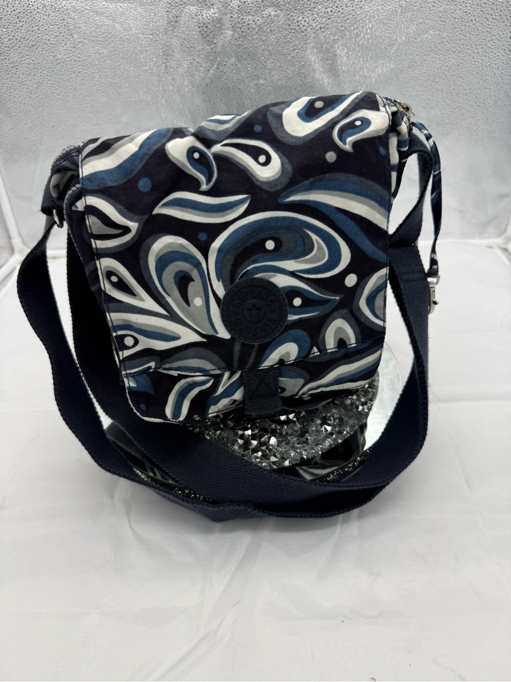 Kipling Navy and White Swirl Crossbody Bag